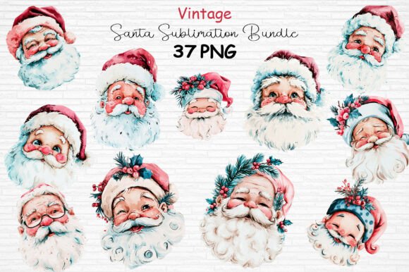 Download Vintage Santa Sublimation Bundle PNG - Vintage santa Collection