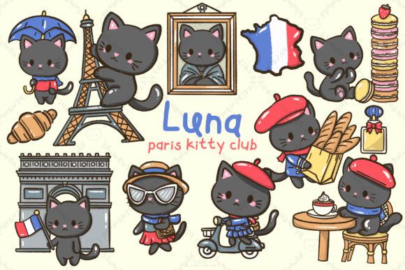 Download Kawaii Black Cat Paris Clip Art - Black cat Collection