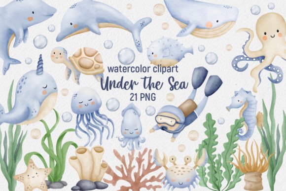 Download Watercolor Clipart Under the Sea - Under the sea Collection