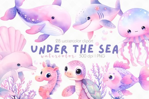 Download Pastel Under the Sea Watercolor Clipart - Under the sea Collection
