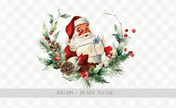 Download Christmas Vintage Santa Wreath PNG - Premium Resources