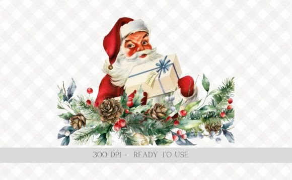 Download Christmas Vintage Santa Wreath PNG - Premium Resources