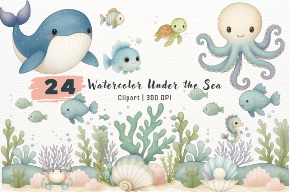 Download Watercolor Under the Sea Clipart - Under the sea Collection