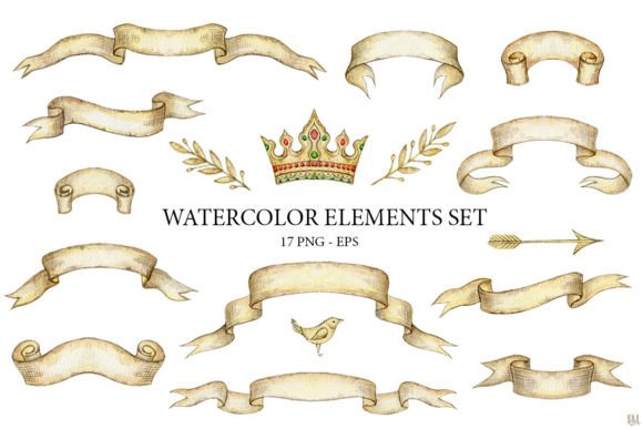 Download Watercolor Vintage Elements Set - Premium Bundle