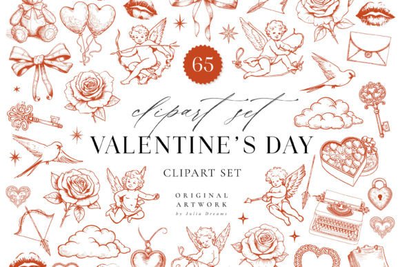 Download Valentines Day Clipart Vintage Elements - Premium Resources